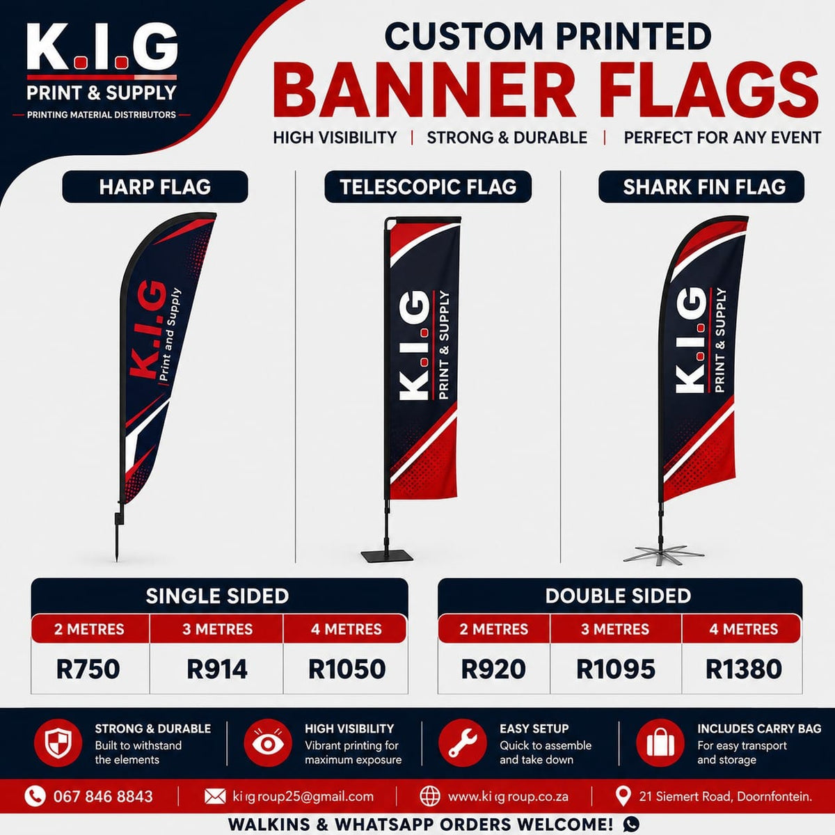 K.I.G Custom Printed Banner Flags