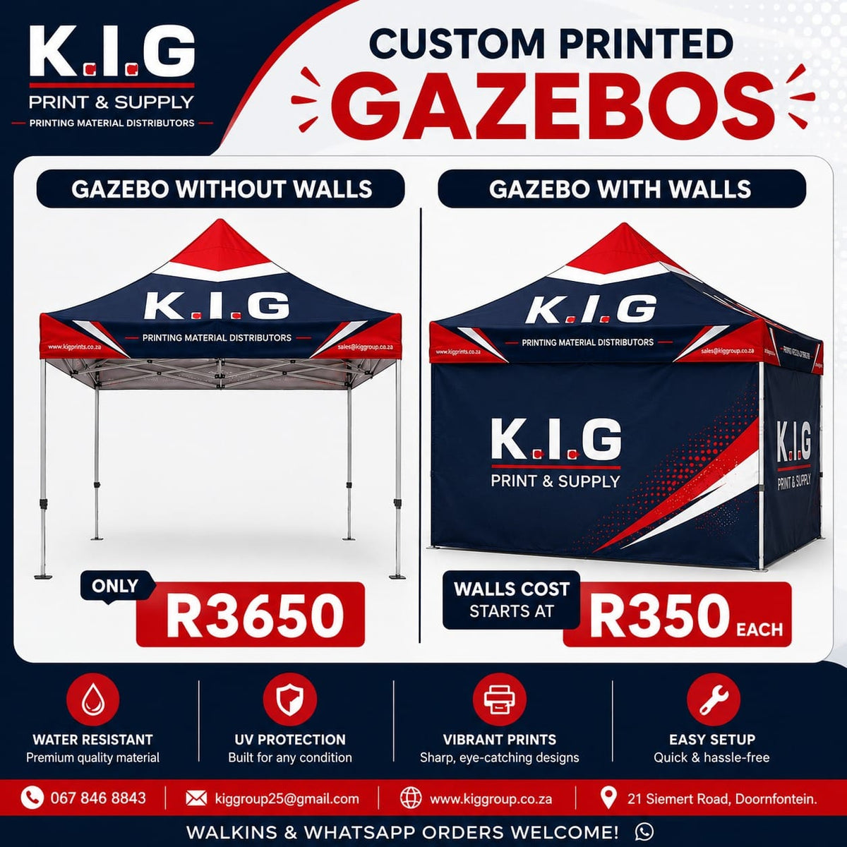 K.I.G Custom Printed Gazebos